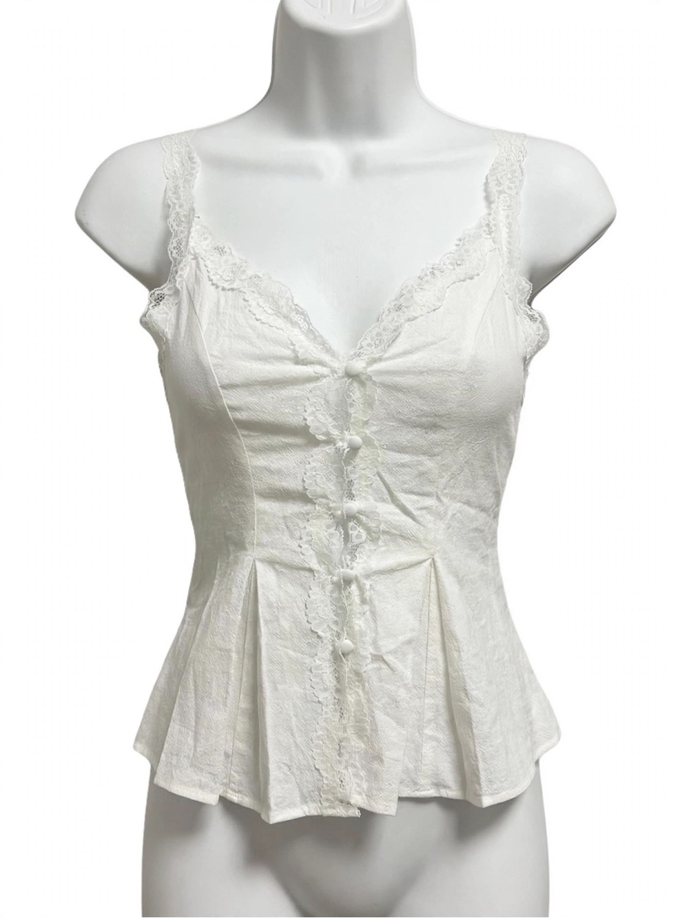 SHEIN White Lace-Trim Peplum Camisole